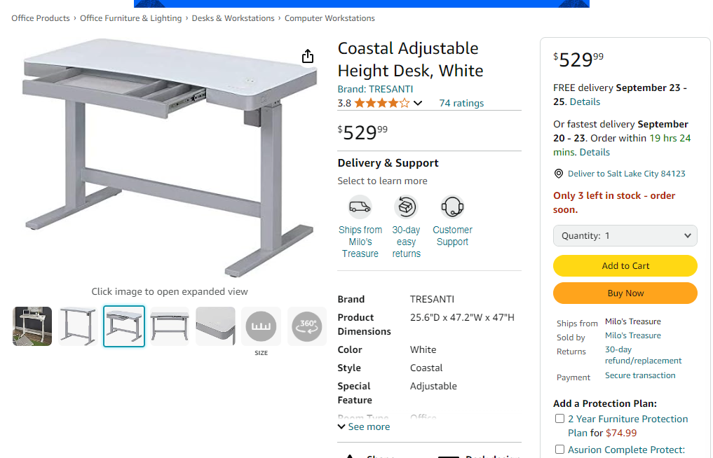 Tresanti 47” Adjustable Height Desk - Photo 11